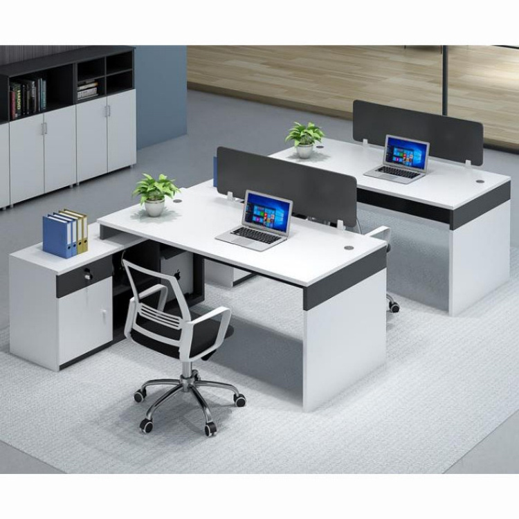 Modern 4 Person Workstation Office Partition 4 Person Cubicle Workstation L Shape Furniture Work Station