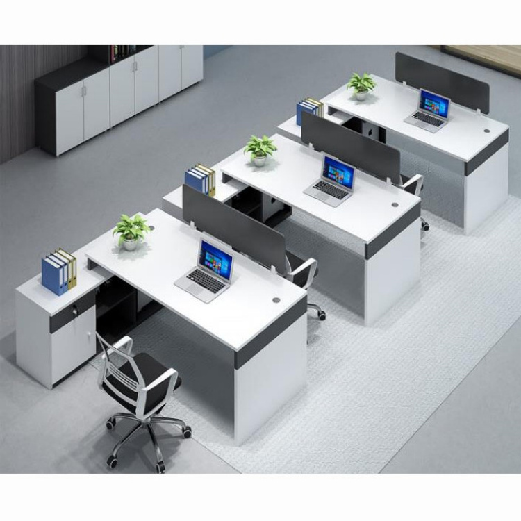 Modern 4 Person Workstation Office Partition 4 Person Cubicle Workstation L Shape Furniture Work Station