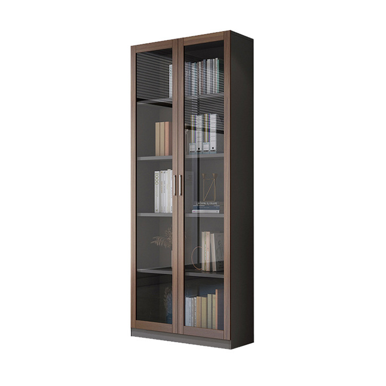 Cheap office shelves bookcase with glass Aluminium alloy doors modern book cabinet