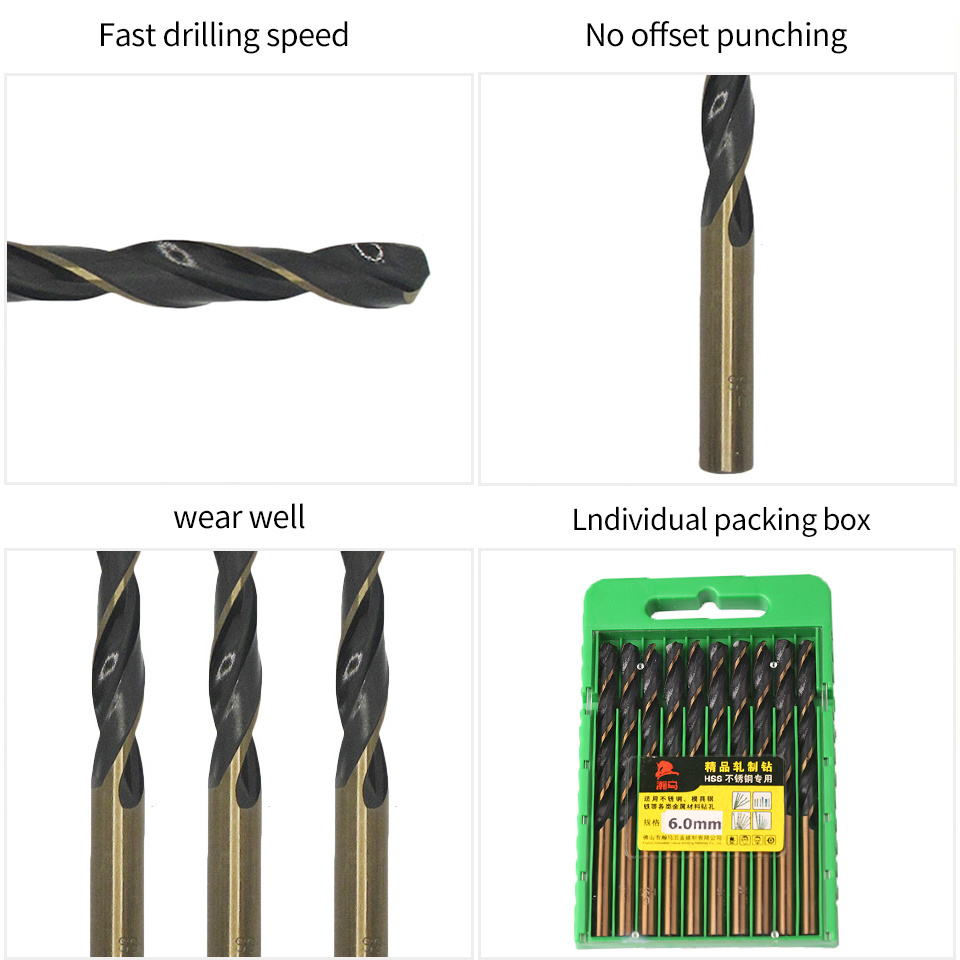 The twist drill bit is a black jute bit made of high quality stainless steel with high hardness 4341 in tool factory