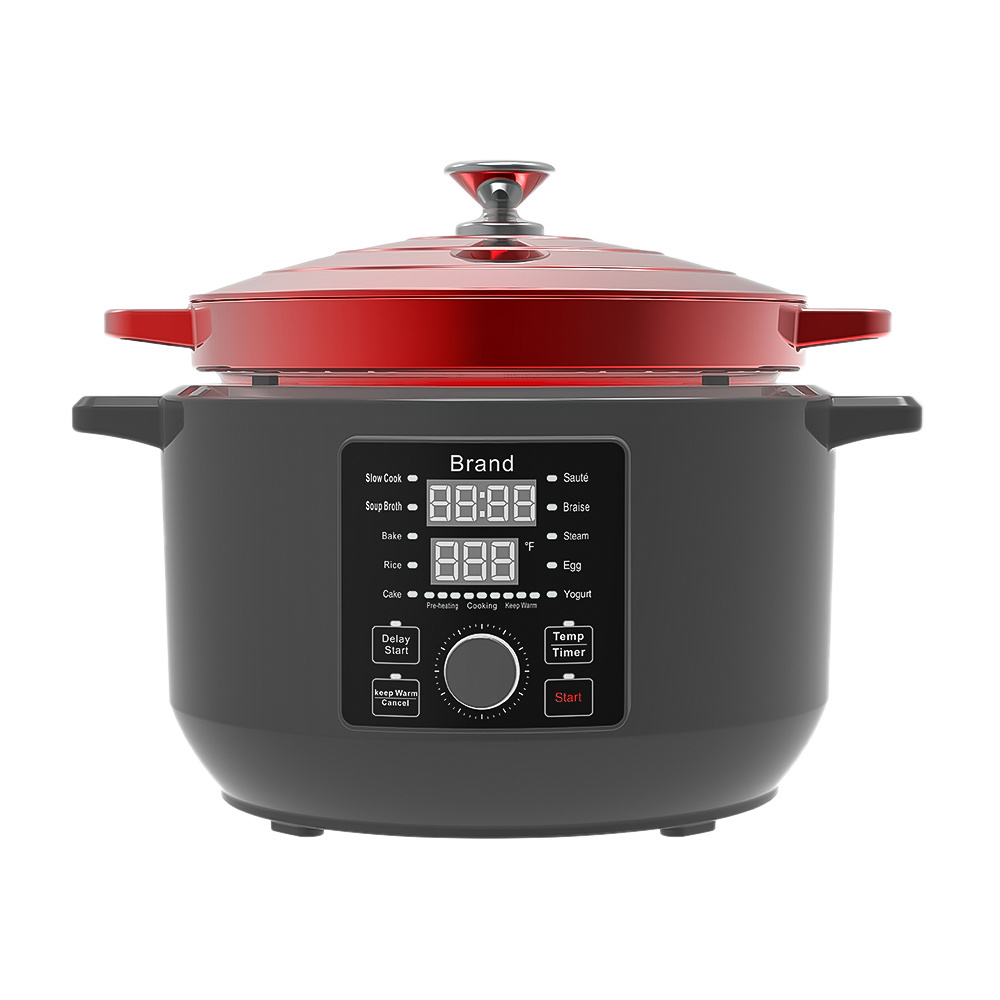 6L 1500W 5 in 1 Electric Enameled Braise Slow Cooker Sear Saute Food Warmer Home Appliance Cookware Electric Pan Dutch Ovens