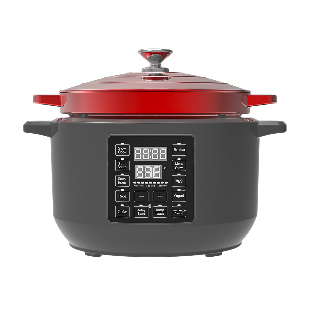 6L 1500W 5 in 1 Electric Enameled Braise Slow Cooker Sear Saute Food Warmer Home Appliance Cookware Electric Pan Dutch Ovens