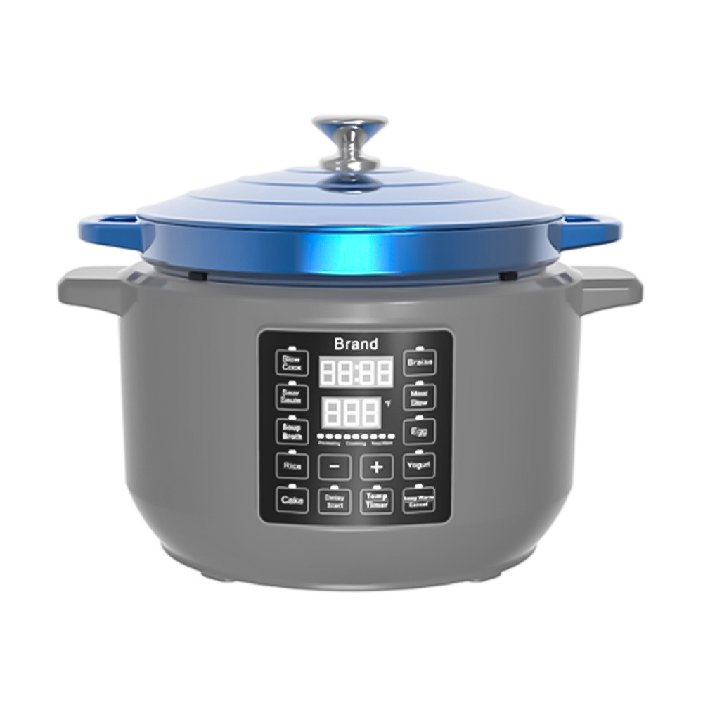 6L 1500W 5 in 1 Electric Enameled Braise Slow Cooker Sear Saute Food Warmer Home Appliance Cookware Electric Pan Dutch Ovens