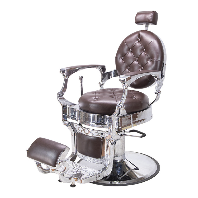 Luxury stainless steel backrest aesthetic hairdressing chair PU leather color custom salon hairdressing chair for barber s