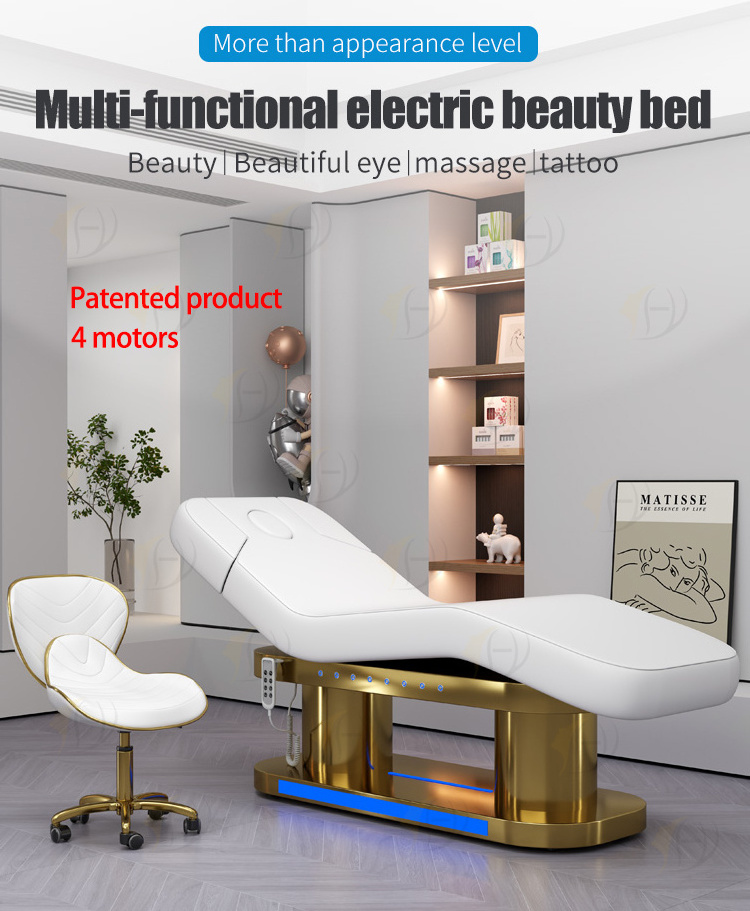 luxury facial salon beauty 4 motors electric heating reclining massage Beauty tables beds with face hole