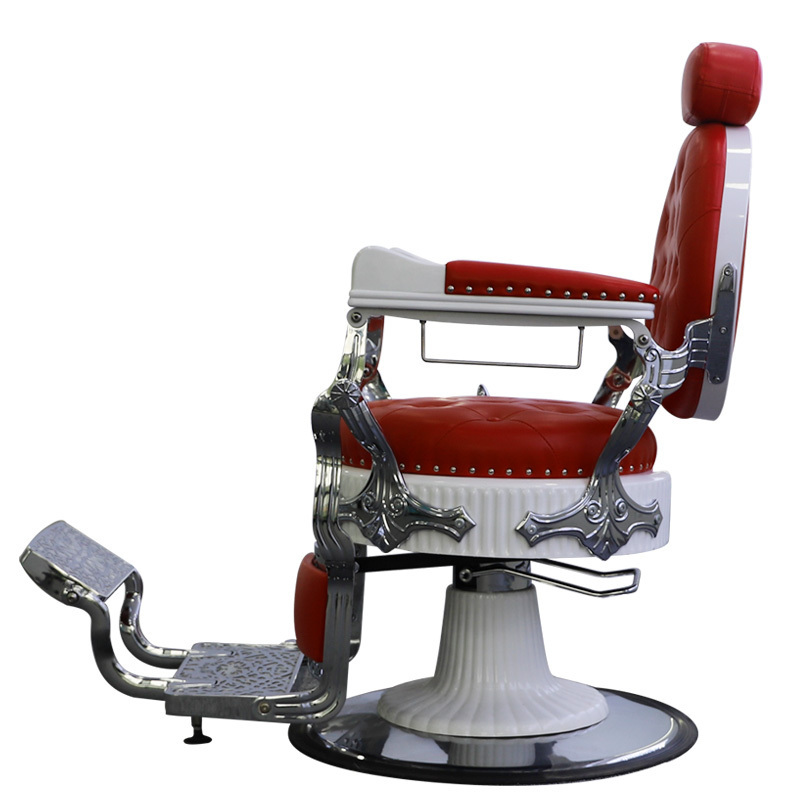 RED and gold frame vintage synthetic leather salon furniture haircutting modeling barber chair parts at prices