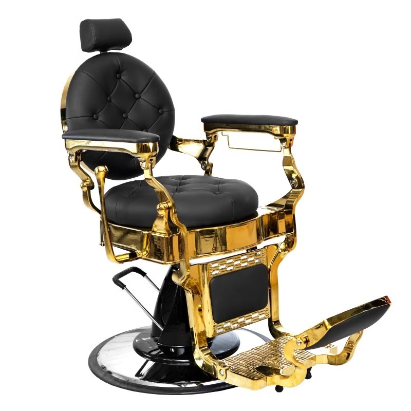 Luxury best-selling retro black gold rotary lift big pump oil head barber chair for barber shop and beauty shop