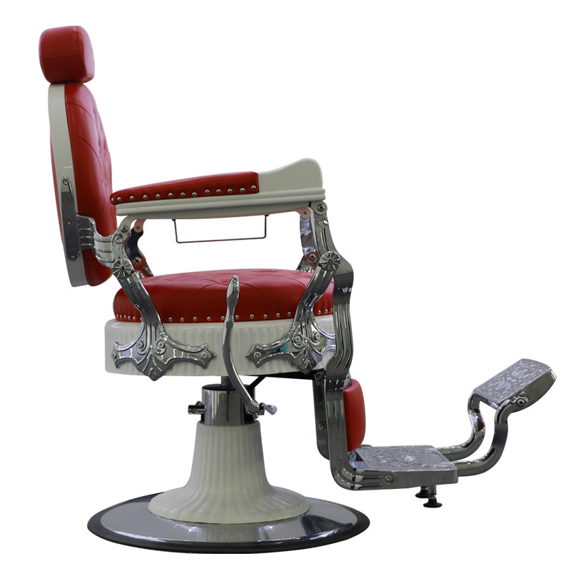 RED and gold frame vintage synthetic leather salon furniture haircutting modeling barber chair parts at prices