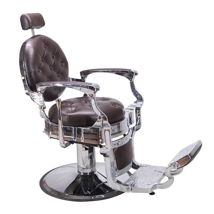 Luxury stainless steel backrest aesthetic hairdressing chair PU leather color custom salon hairdressing chair for barber s