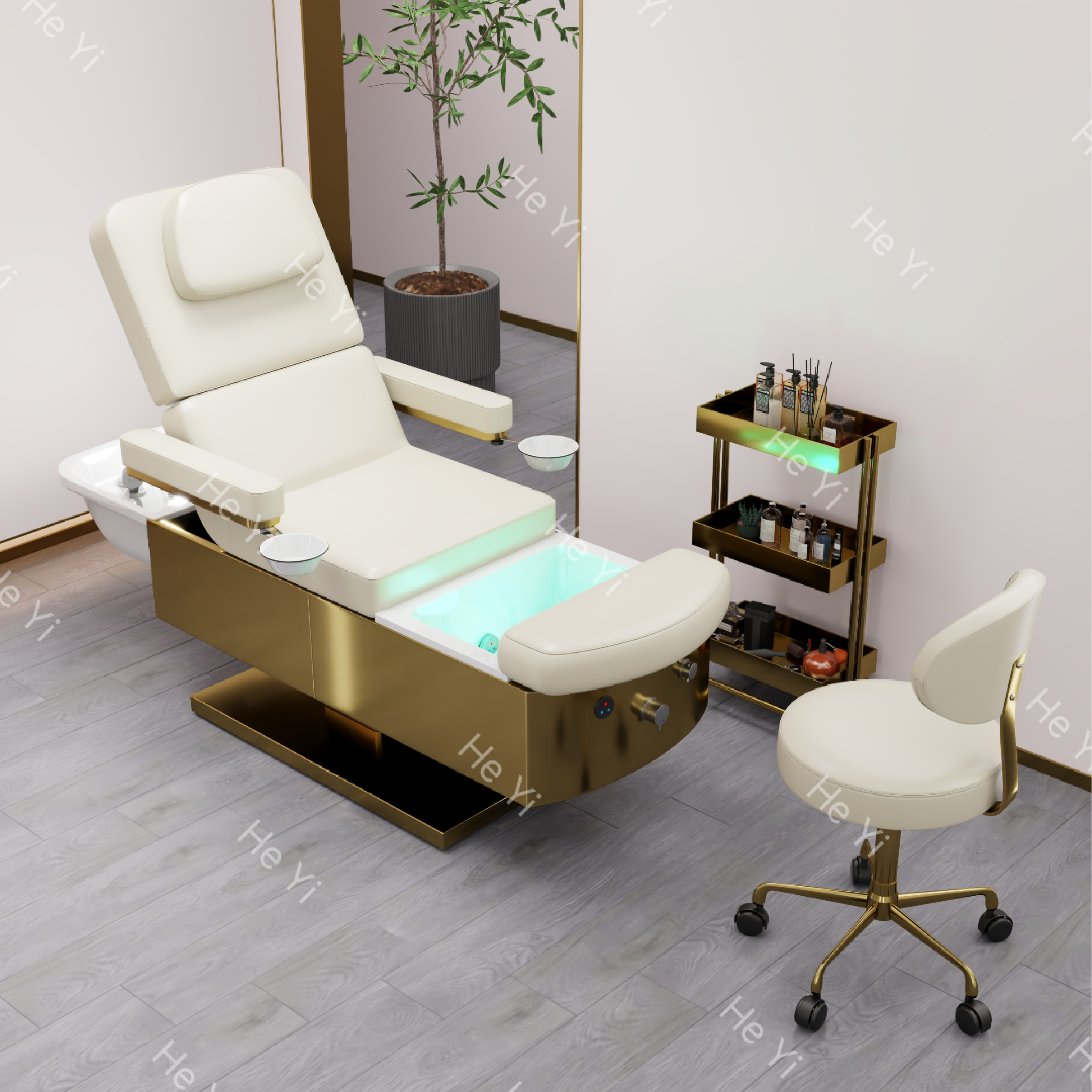 luxury modern salon furniture electric 4 motor  thai hair washing massage chair shampoo bed professionnelle table de massage