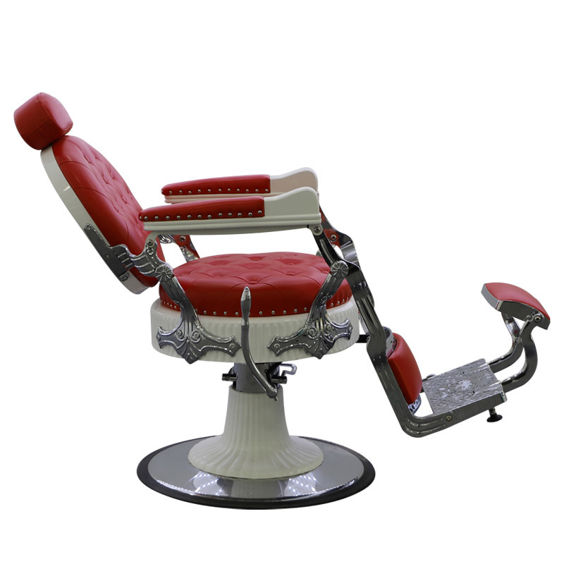 RED and gold frame vintage synthetic leather salon furniture haircutting modeling barber chair parts at prices