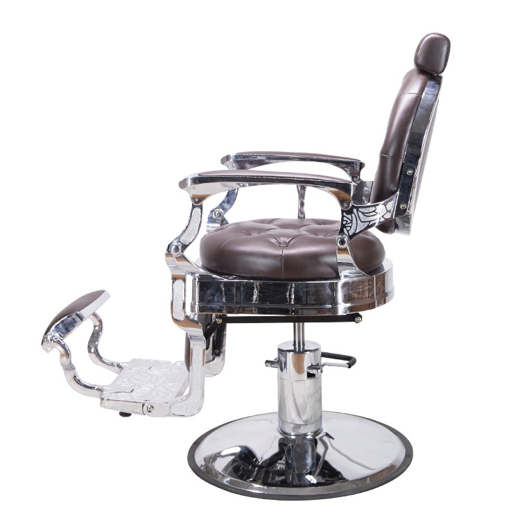 Luxury stainless steel backrest aesthetic hairdressing chair PU leather color custom salon hairdressing chair for barber s