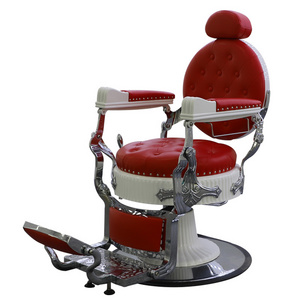 RED and gold frame vintage synthetic leather salon furniture haircutting modeling barber chair parts at prices