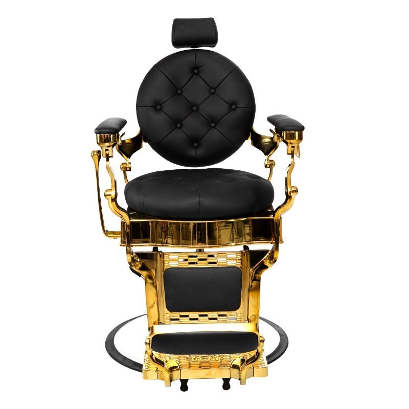 Luxury best-selling retro black gold rotary lift big pump oil head barber chair for barber shop and beauty shop