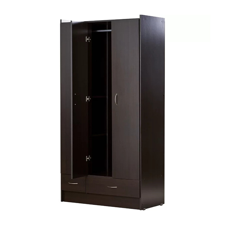 Modern And Simple Wardrobe Bedroom Wooden Combination 2 Door Black Wardrobe