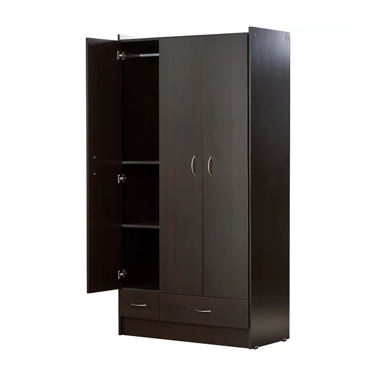 Modern And Simple Wardrobe Bedroom Wooden Combination 2 Door Black Wardrobe