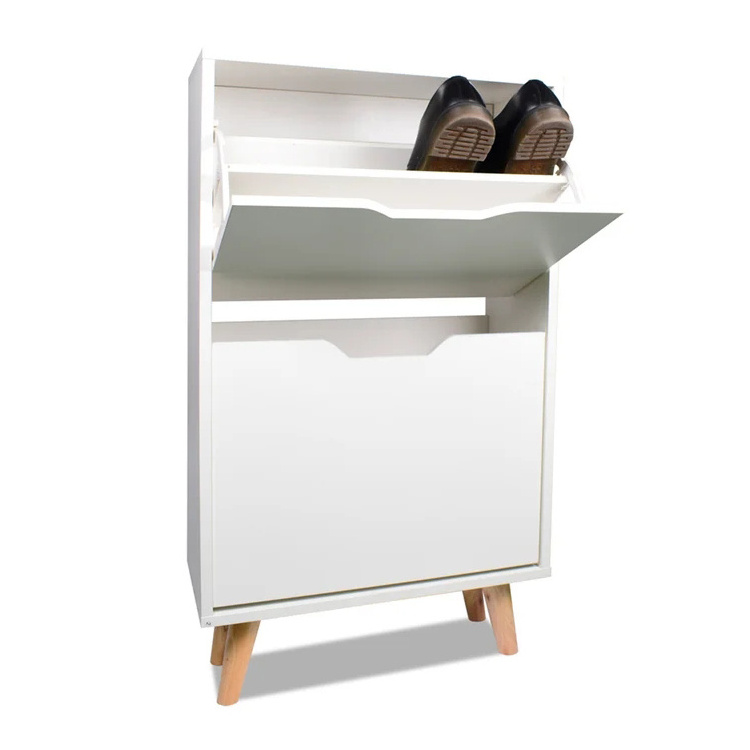 Easy To Assemble Modern White Storage Pull Out Shoe Cabinet Living Room Furniture