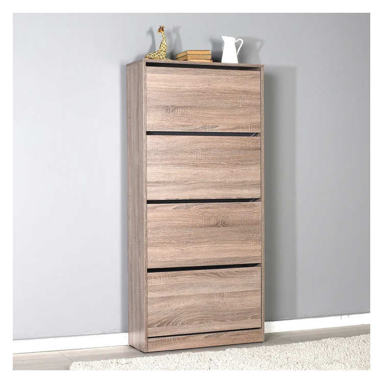 High Quality Modern Wood Storage Shoe Cabinet 4 Tier 24 Pairs Shoe For Home Living Room Furniture