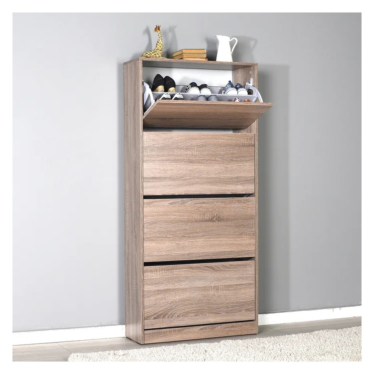 High Quality Modern Wood Storage Shoe Cabinet 4 Tier 24 Pairs Shoe For Home Living Room Furniture