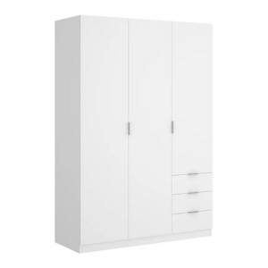 Hot Sales Wood Feature White Wardrobe 3 Drawers 3 Door Closet Wardrobe