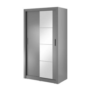 Wardrobe 2 Door Bedroom Design Modern Mirror Sliding Support Grey Wardrobe