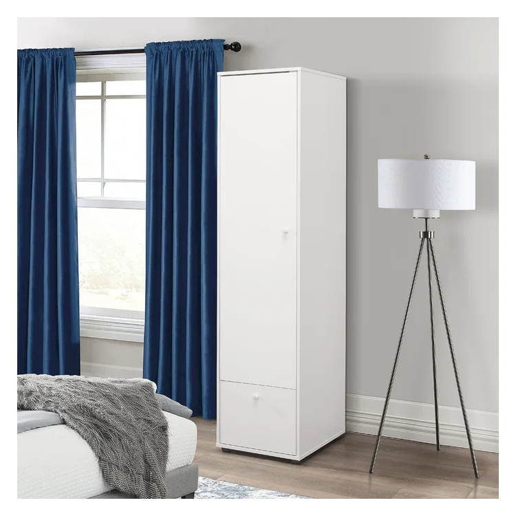 Hot Sale Wooden Narrow White Wardrobe For Single Door Home Clothing Cabinet