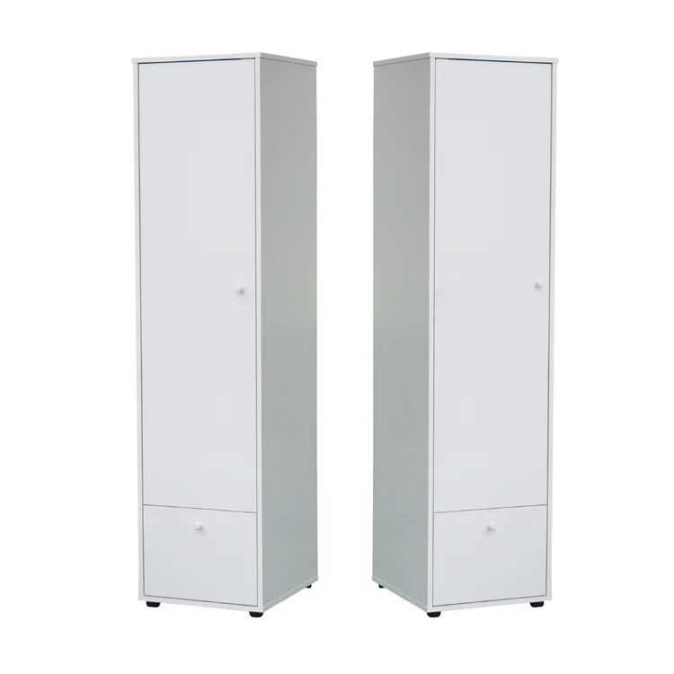 Hot Sale Wooden Narrow White Wardrobe For Single Door Home Clothing Cabinet