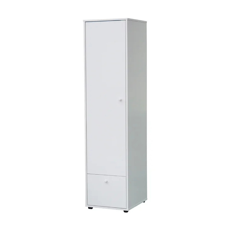 Hot Sale Wooden Narrow White Wardrobe For Single Door Home Clothing Cabinet