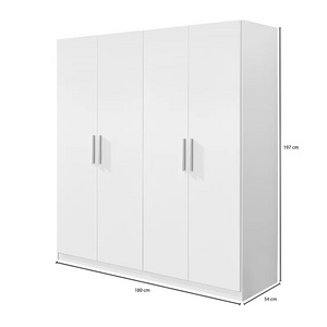 Tall Modern Minimalist Wooden European-Style White Wardrobe Storage Cabinet Armoire