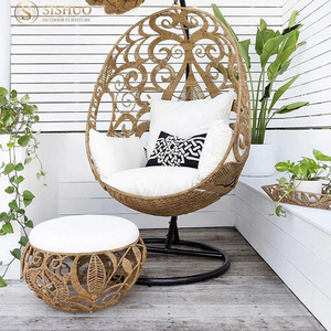 Balcony Courtyard Garden Furniture Lazy Hand-Woven Outdoor Egg Shaped Outdoor Patio Swing With Stand