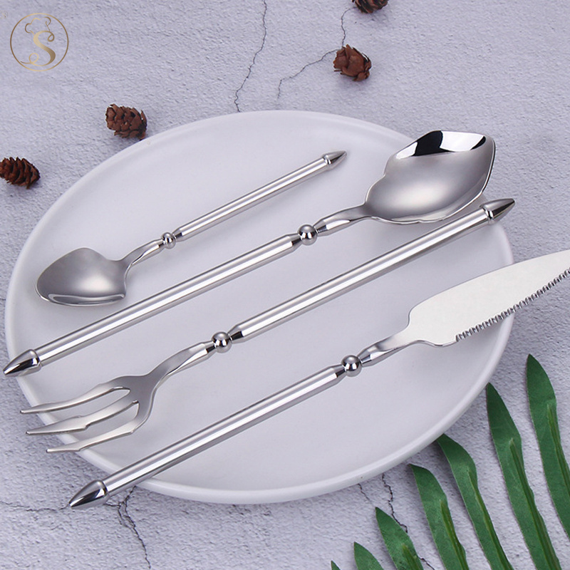 18 10 Stainless Steel Cutlery set Western dinner tableware Knife fork Spoon Gift set flatware sets for wedding