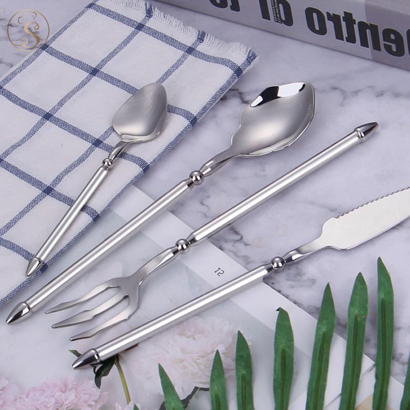 18 10 Stainless Steel Cutlery set Western dinner tableware Knife fork Spoon Gift set flatware sets for wedding