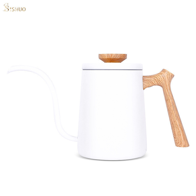 600ml Hand Drip Pour Over Stainless Steel Tea Coffee Kettle Gooseneck With Wood Handle