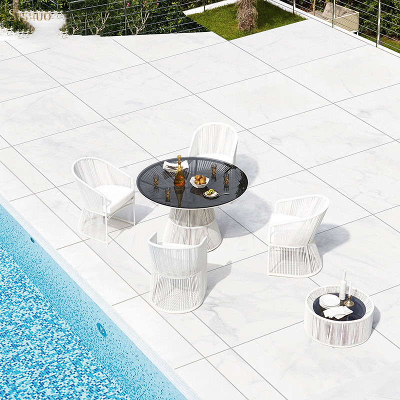 factory supply Nordic outdoor rattan woven table and chair combination villa garden garden poolside terrace leisure furniture