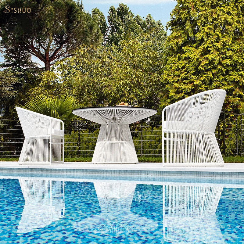 factory supply Nordic outdoor rattan woven table and chair combination villa garden garden poolside terrace leisure furniture