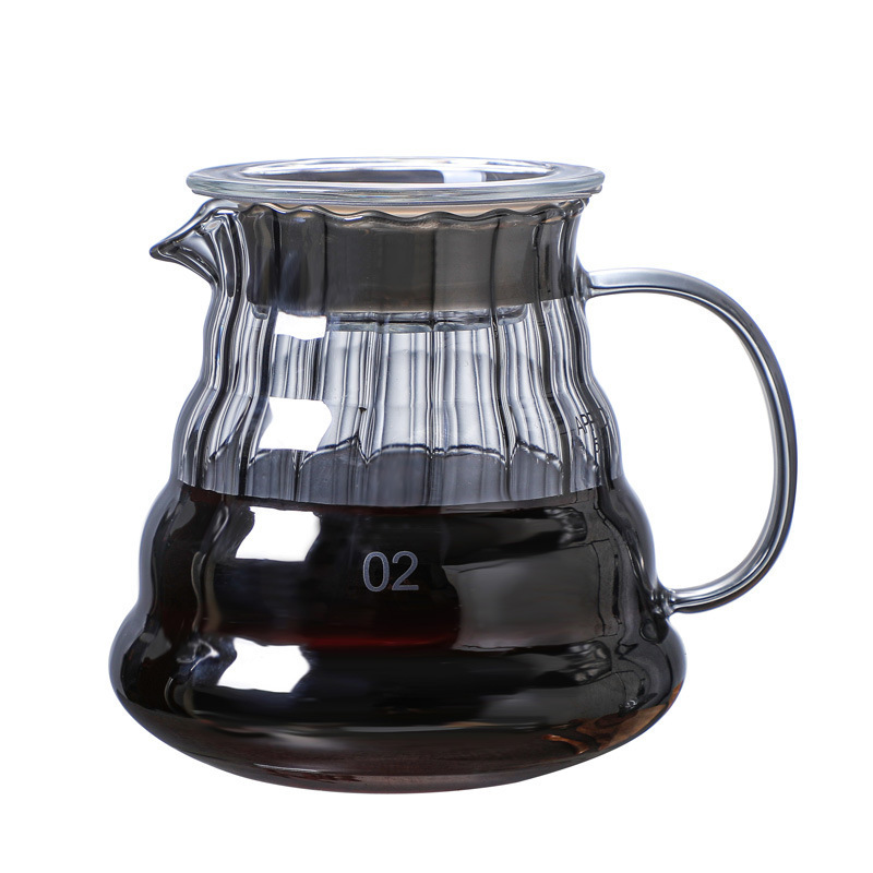 300/500/700ML Smoky Grey Glass Coffee Server Pour Over Coffee Decanter Transparent Glass Coffee Pot With Dripper