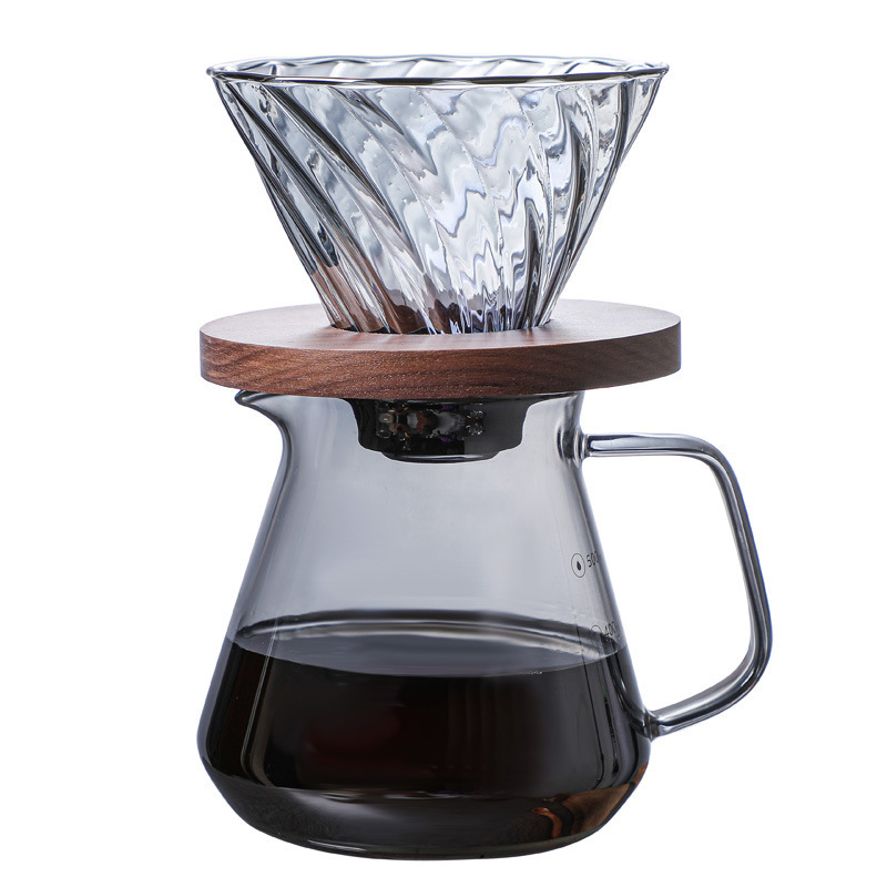 300/500ML Heat Resistant Borosilicate transparent black color glass pour over coffee maker coffee server glass