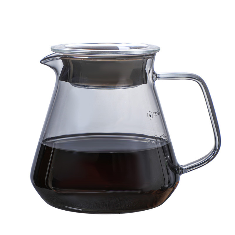 300/500ML Heat Resistant Borosilicate transparent black color glass pour over coffee maker coffee server glass