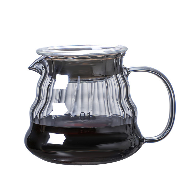 300/500/700ML Smoky Grey Glass Coffee Server Pour Over Coffee Decanter Transparent Glass Coffee Pot With Dripper