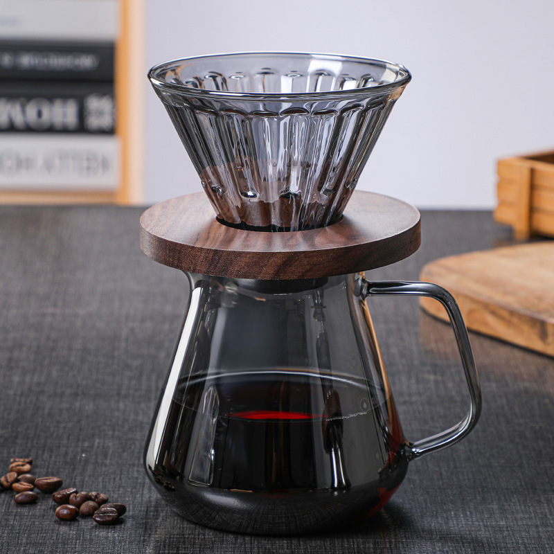 300/500ML Heat Resistant Borosilicate transparent black color glass pour over coffee maker coffee server glass