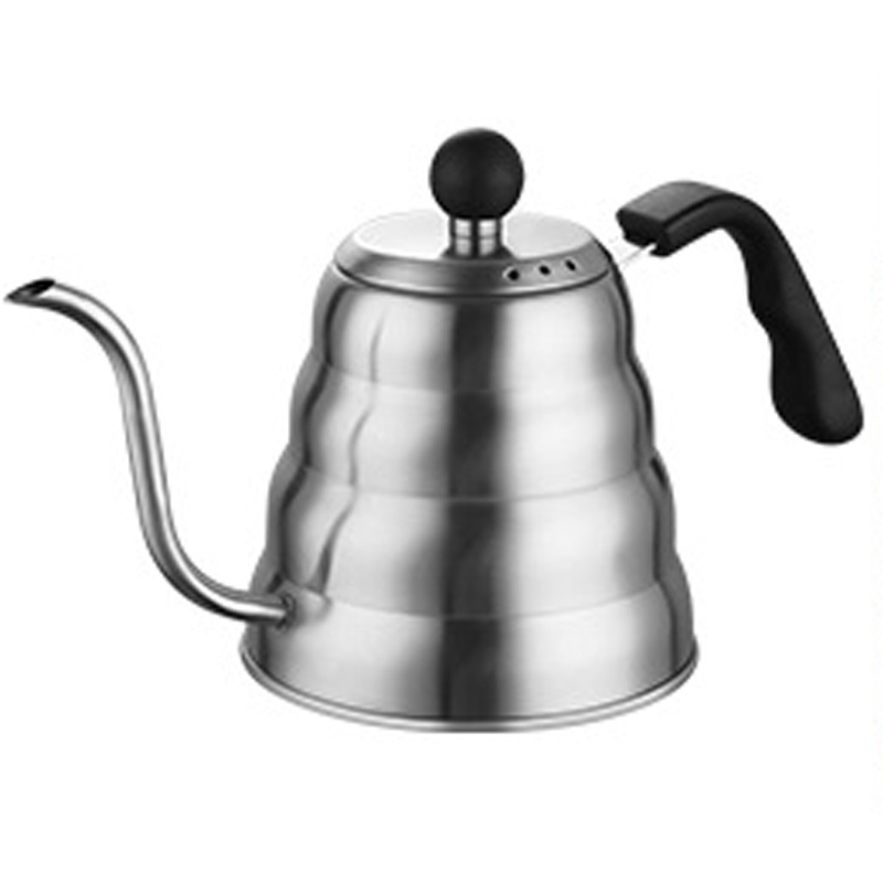 1L 1.2L sliver Color Pour Over Kettle with Thermometer Stainless Steel Gooseneck Coffee Pot for Home Office Cafe