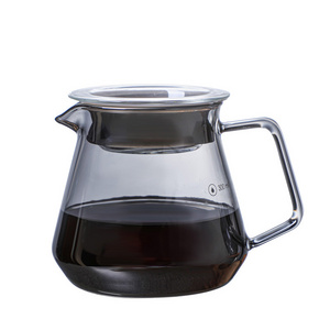 300/500ML Heat Resistant Borosilicate transparent black color glass pour over coffee maker coffee server glass