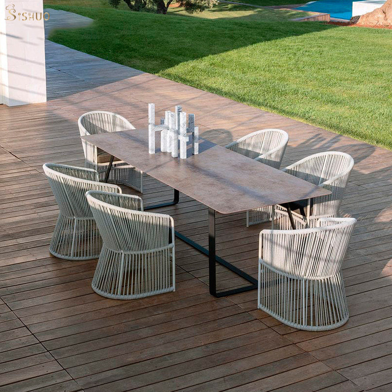 factory supply Nordic outdoor rattan woven table and chair combination villa garden garden poolside terrace leisure furniture