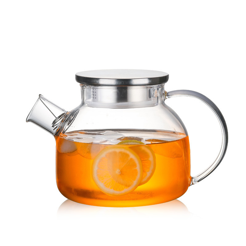 600ML Hot sale  high borosilicate clear glass turkish coffee pot tea kettle with wood lid