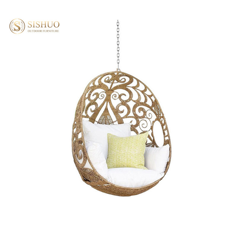 Balcony Courtyard Garden Furniture Lazy Hand-Woven Outdoor Egg Shaped Outdoor Patio Swing With Stand