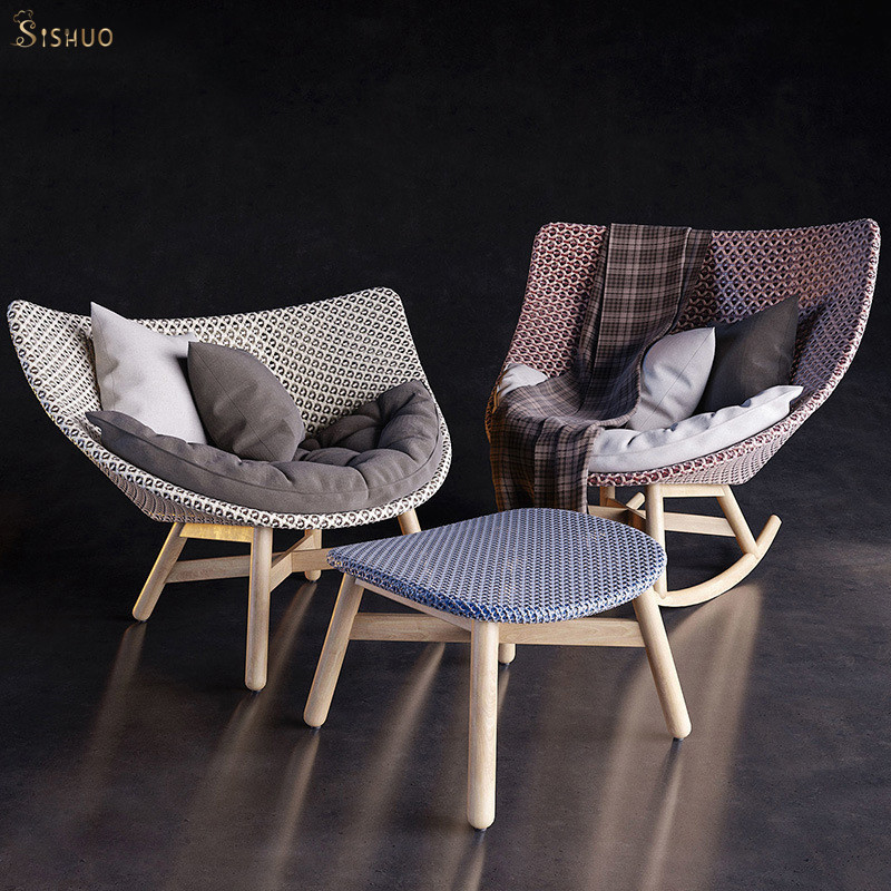 ins style creative Nordic lazy sofa chair terrace balcony leisure lounge chair rattan woven outdoor furniture