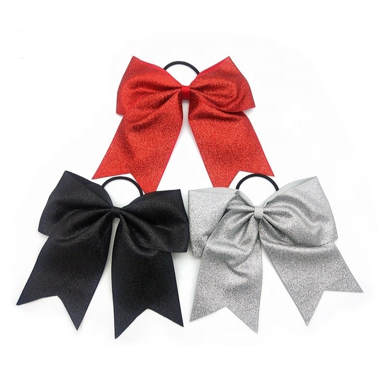 Factory custom 7 inch glitter bow big boutique girl cheer hair bow