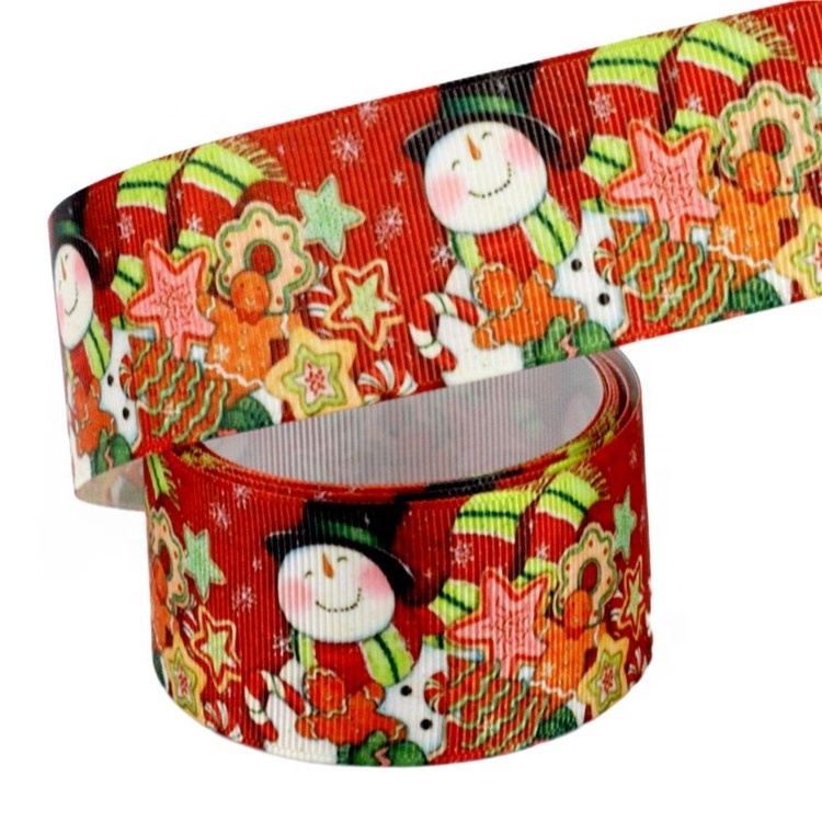 New Design Christmas Ribbon Rolls 75mm  Printed Grosgrain Ribbon