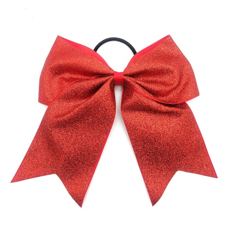 Factory custom 7 inch glitter bow big boutique girl cheer hair bow