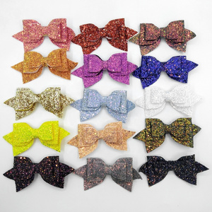 Wholesale 5 Inch Sequins Hair Bows Boutique Hair Clips Colorful Glitter Hair Bows